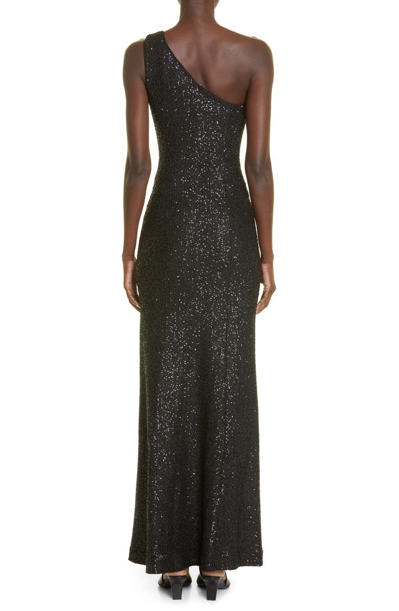 St. John Evening One-Shoulder Sequin Knit Gown, Alternate, color, 