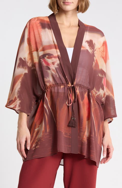 Drawstring Tie Chiffon Topper
