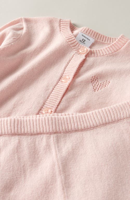 Nordstrom Pointelle Heart Cardigan & Sweater Pants Set In Pink