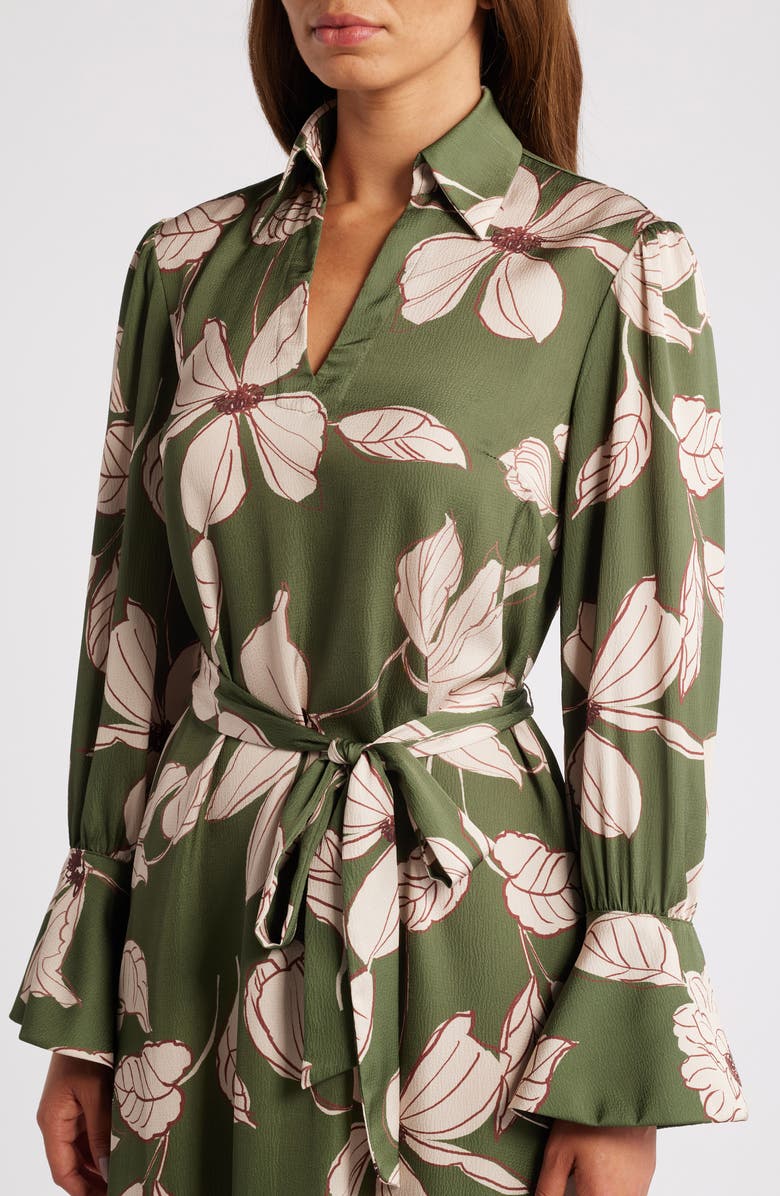 Julia Jordan Floral Long Sleeve Midi Shirtdress, Alternate, color, 