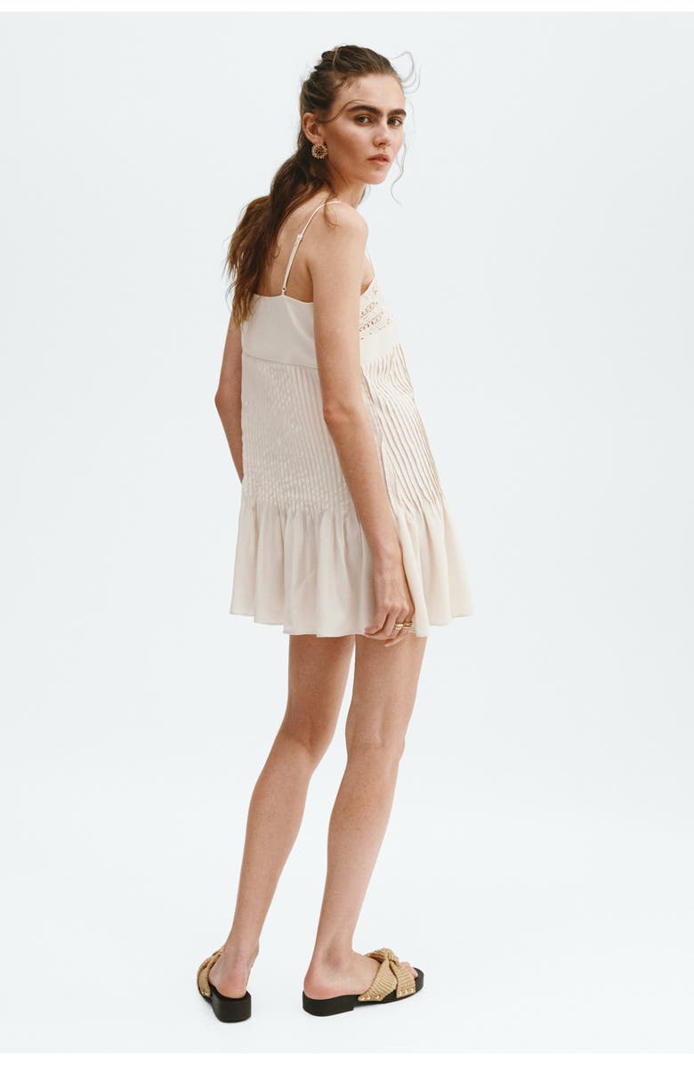 H&M Lace-panel Pintuck Dress, Alternate, color, Cream