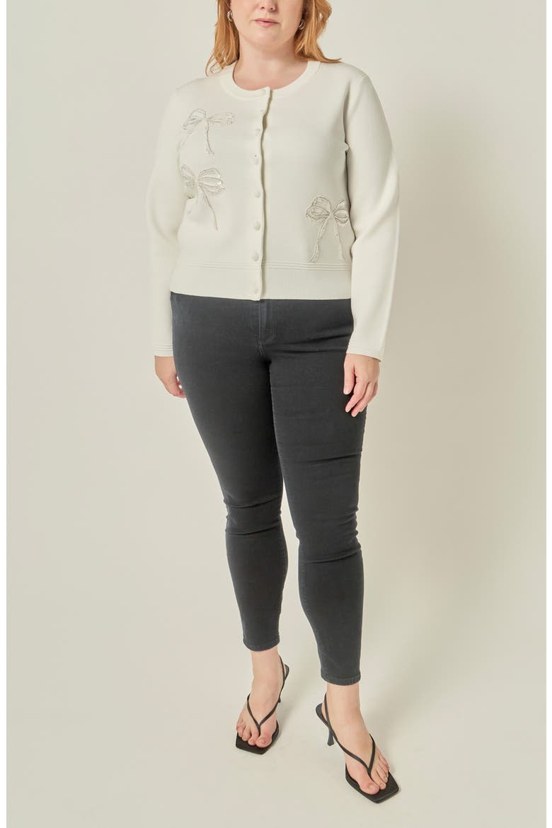 Embellished Bow Cardigan, Alternate, color, OFF WHITE