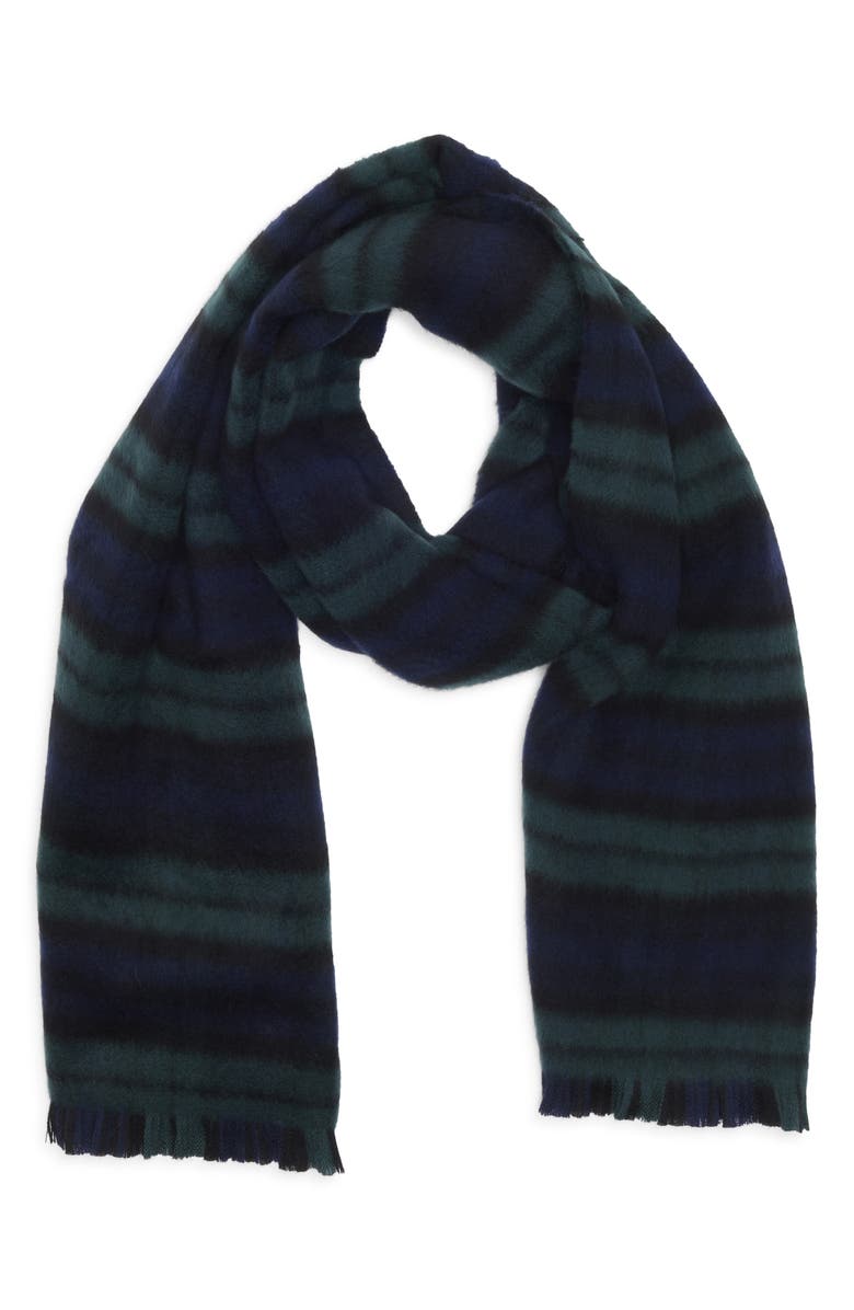 Nordstrom Exploded Plaid Merino Wool Scarf, Main, color, Navy- Green