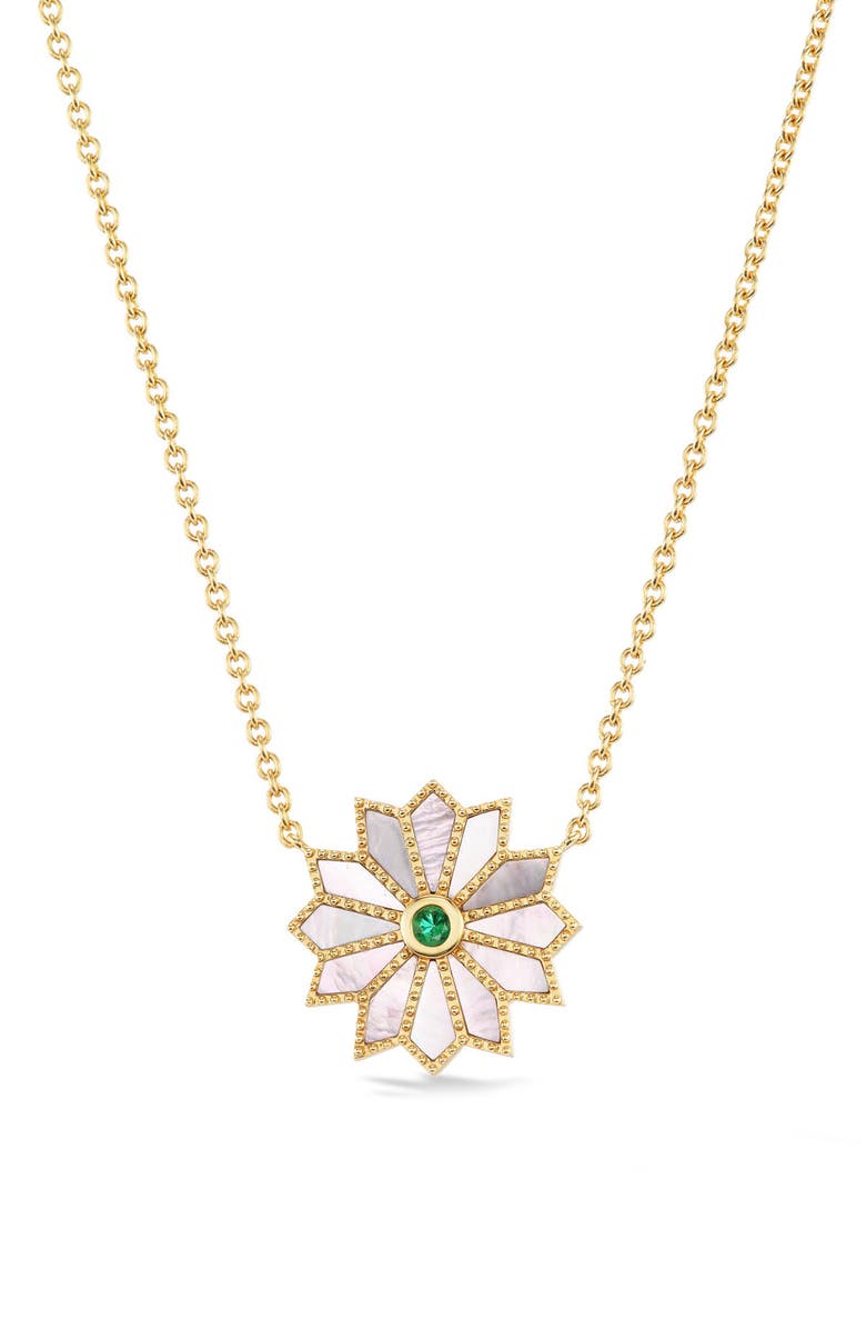 Orly Marcel Mini Sacred Flower Pendant Necklace, Main, color, Green