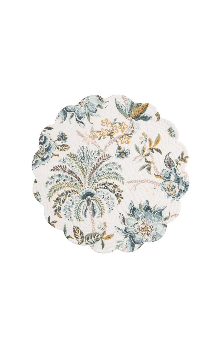 C&F Home Braganza Teal Vintage 100% Cotton Round Set of 6 Spring Placemats 17", Alternate, color, Green