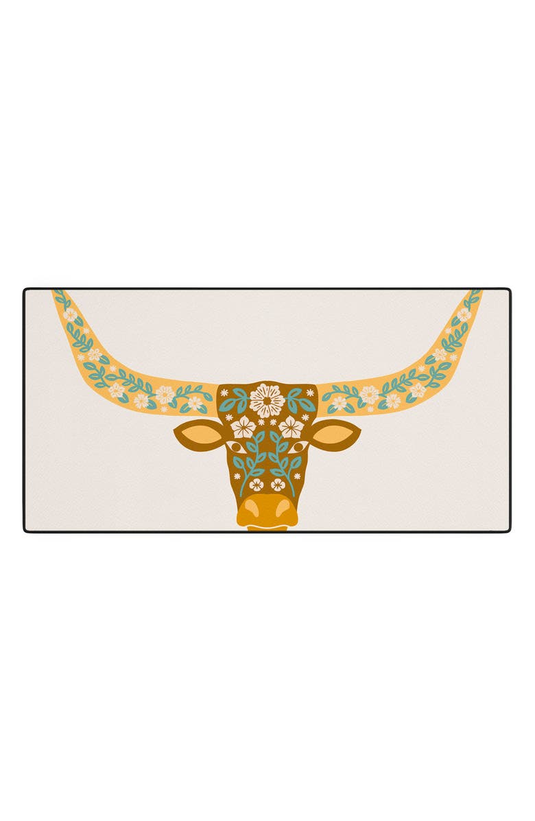 Deny Designs Floral Longhorn Desk Mat, Main, color, Blue