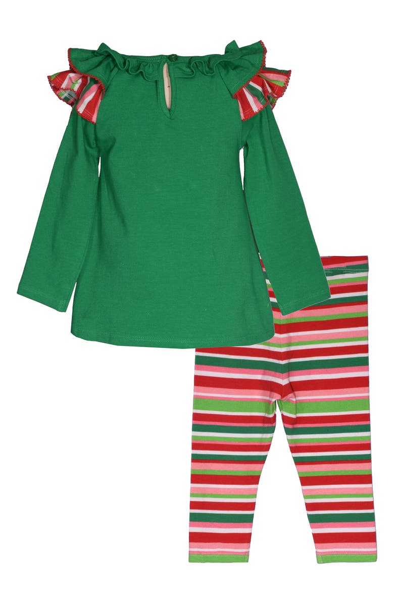 Bonnie Jean Reindeer Tunic & Leggings Set, Alternate, color, Green