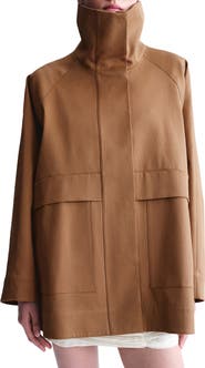 MANGO Oversize Funnel Neck Cotton Jacket