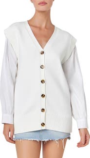 English Factory Mixed Media Cardigan