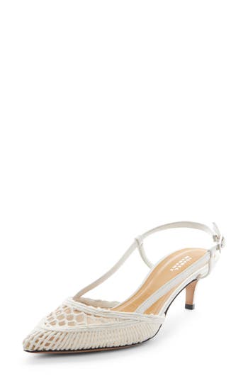 Isabel Marant Pilia Kitten Heel Pointed Toe Slingback Pump In Ecru