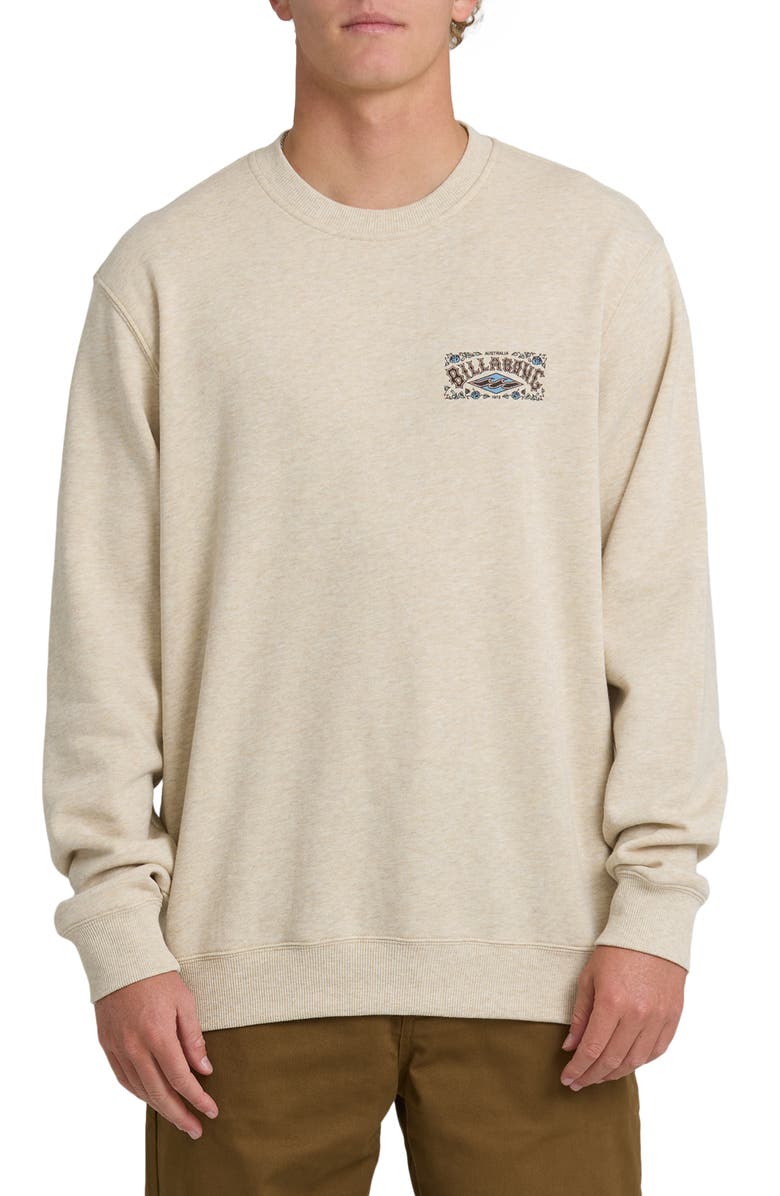 Billabong Short Sands Graphic Sweatshirt, Main, color, Oatmeal Heather
