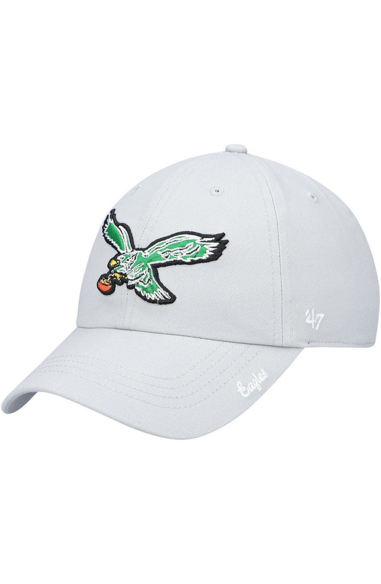 '47 Women's '47 Gray Philadelphia Eagles Miata Clean Up Legacy Adjustable Hat, Main, color, 
