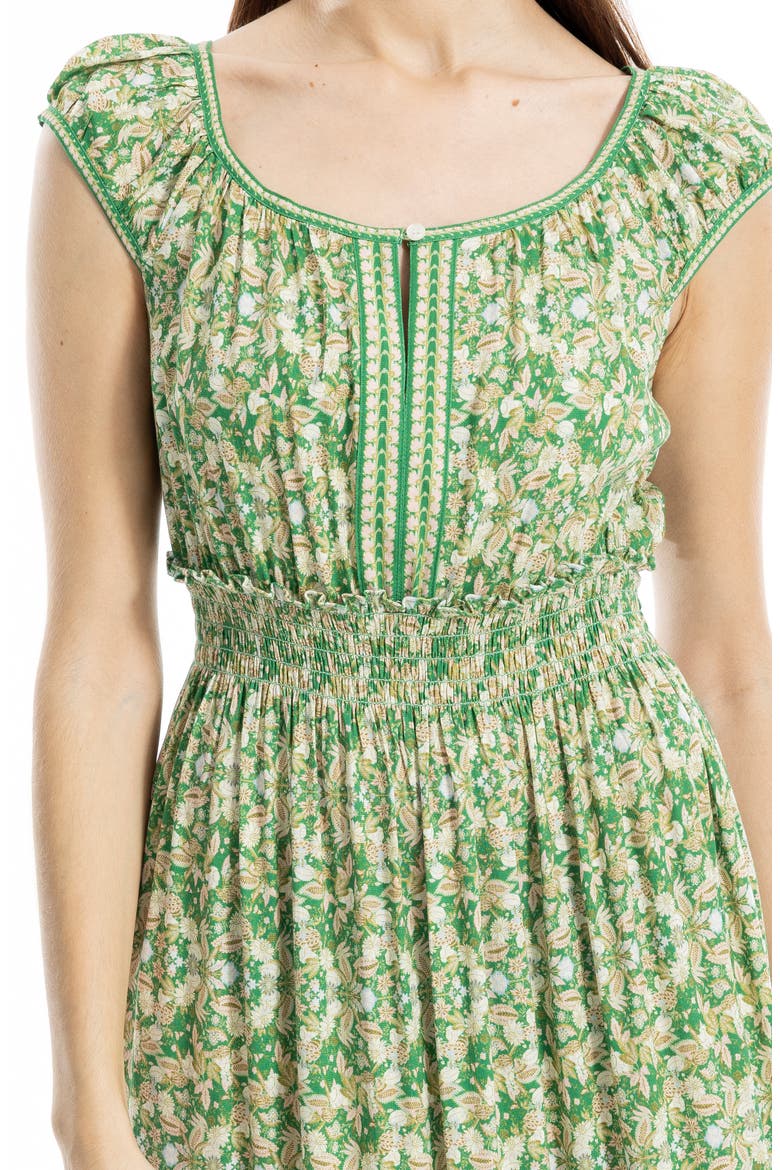 Floral Smocked Maxi Dress, Alternate, color, GREEN/ PINK PAISLEY HARMONY