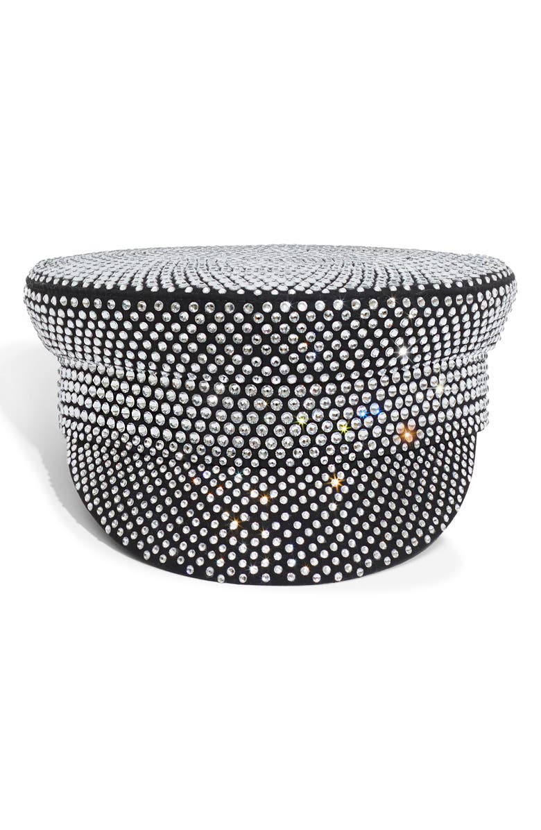 Ruslan Baginskiy Crystal Embellished Baker Boy Cap, Alternate, color, Black