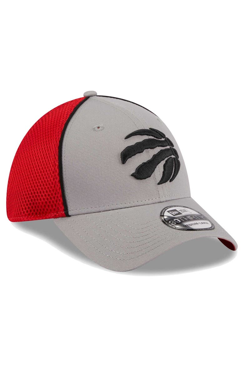 Men's New Era Gray/Red Toronto Raptors Piped Two-Tone 39THIRTY Flex Hat, Alternate, color, Gray