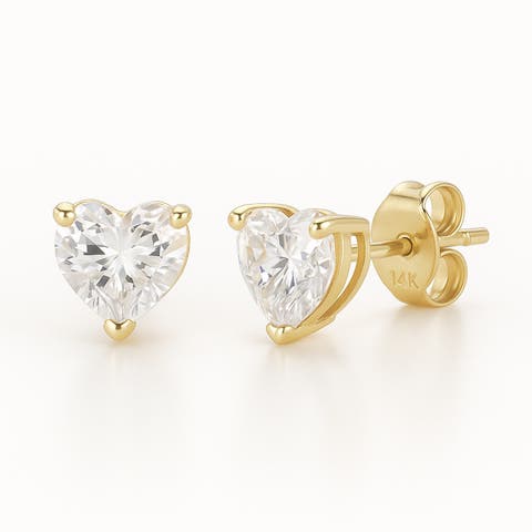 14K Yellow Gold Heart Earrings