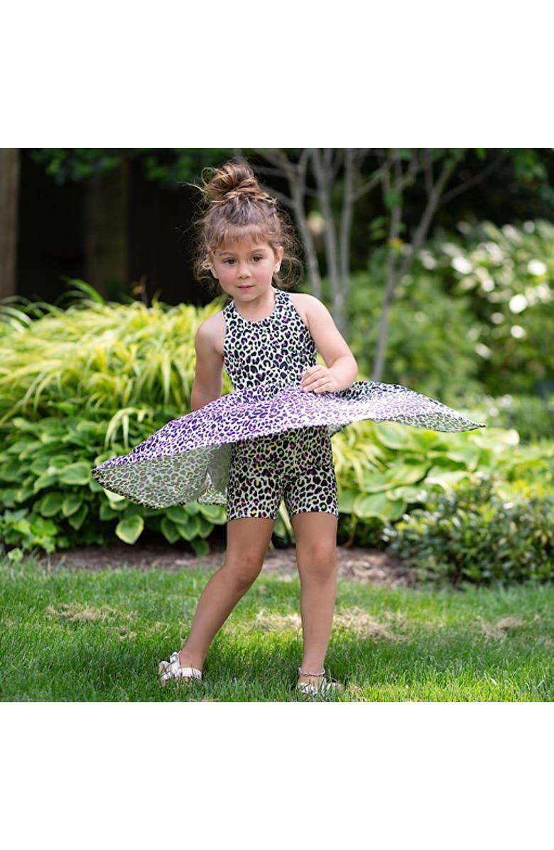 WORTHY THREADS Girls Biker Shorts, Alternate, color, Neon Leopard