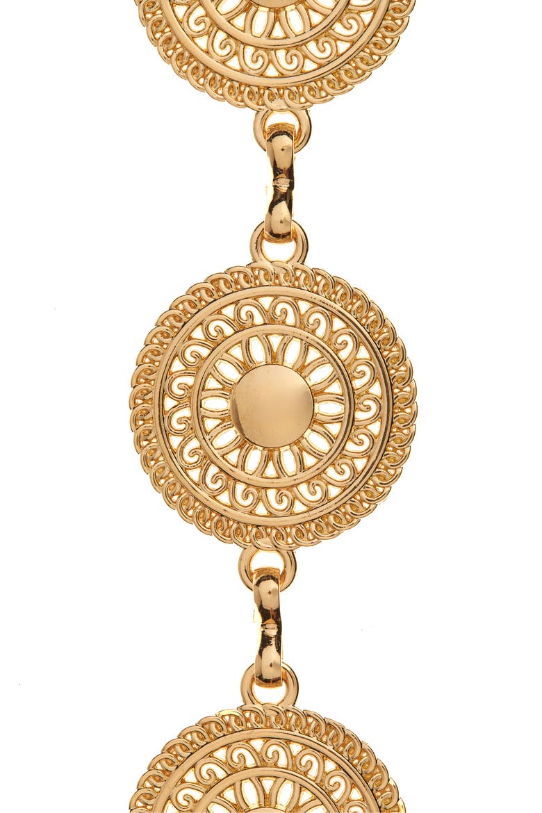 Embossed Circular Chain Belt, Alternate, color, GOLD- IVORY