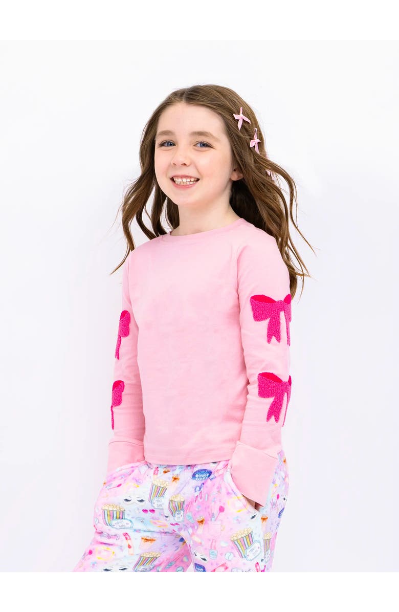 Preppy Goose Bows Sleeve Applique Long Sleeve T-Shirt, Main, color, Light Pink