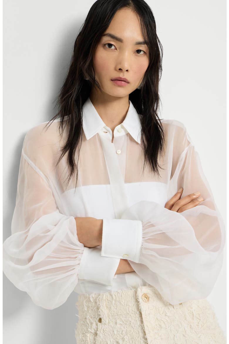Crispy silk shirt, Alternate, color, White