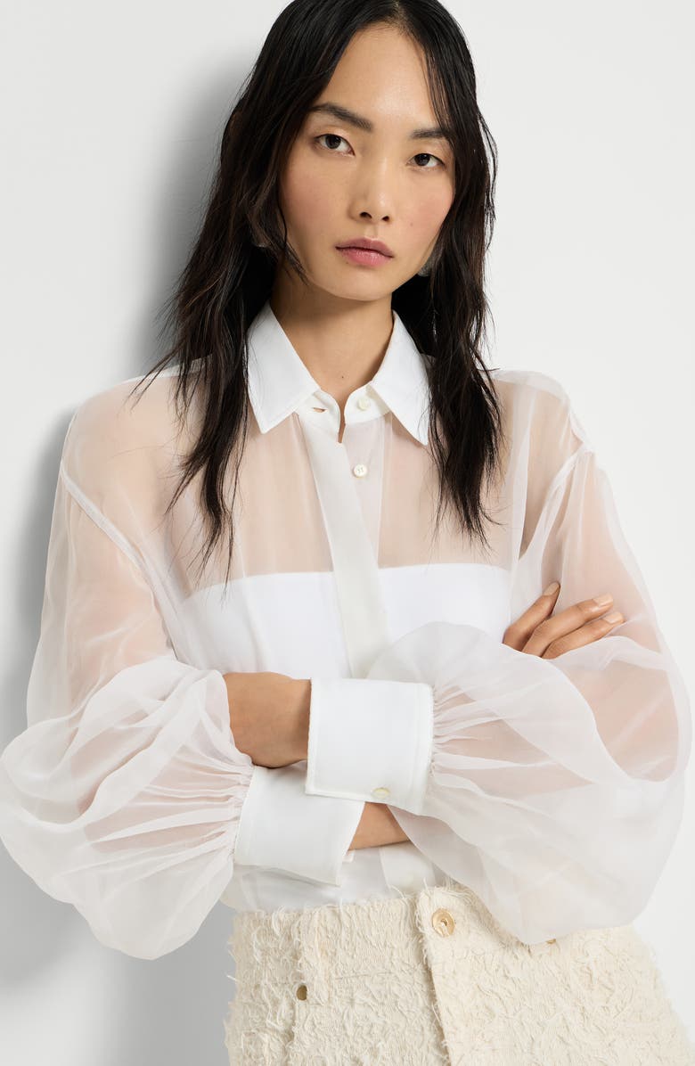 Brunello Cucinelli Crispy silk shirt, Alternate, color, White