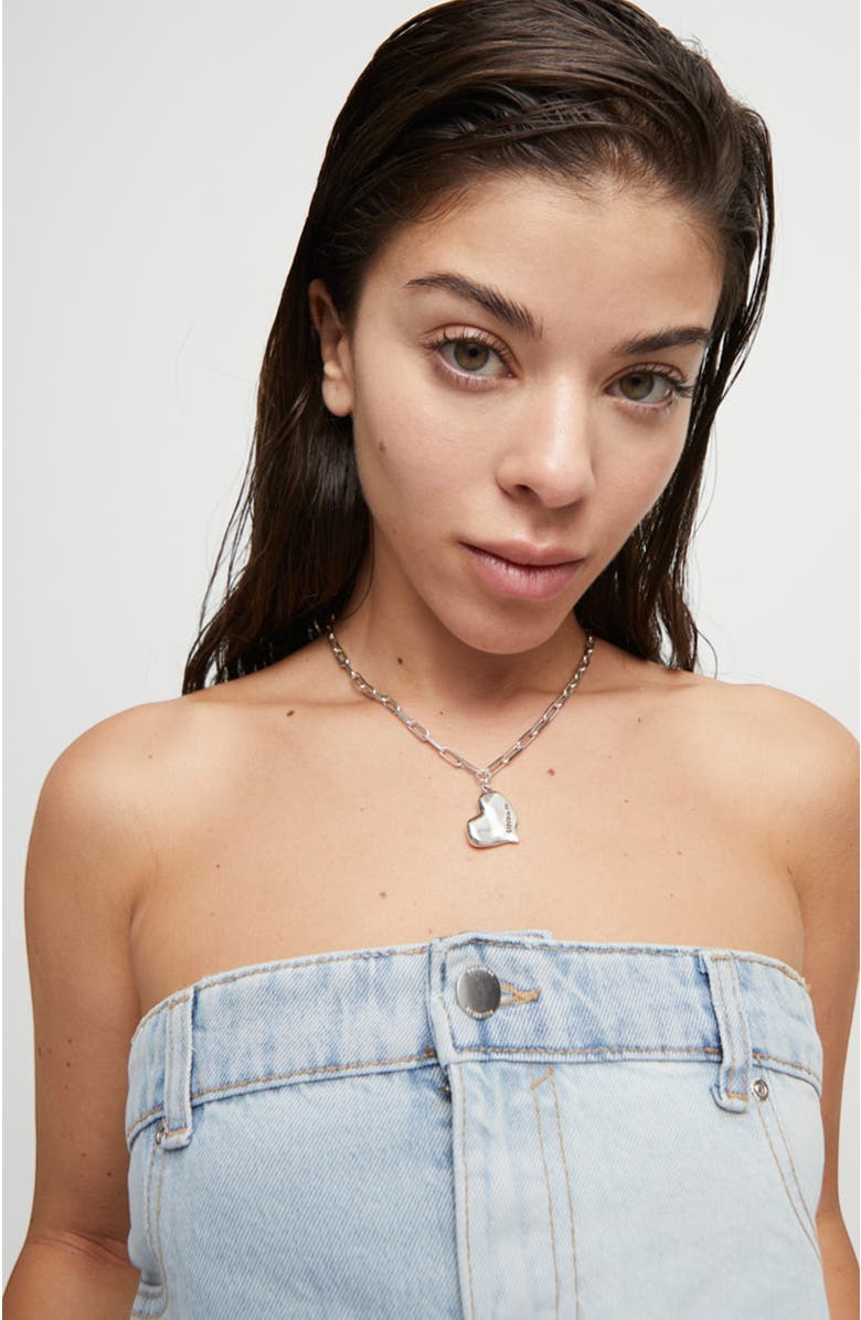 UNODE50 Medium Heart Link Necklace, Alternate, color, Silver