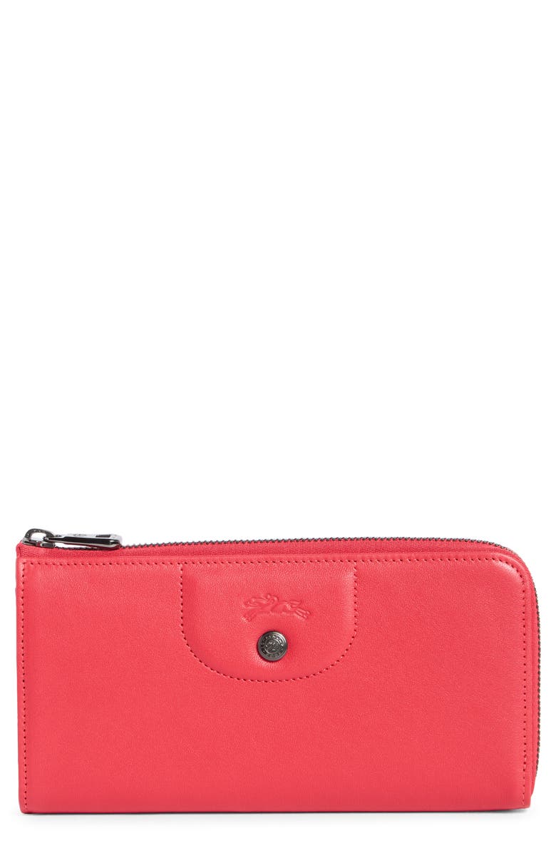Longchamp Leather Zip Around Wallet, Main, color, 