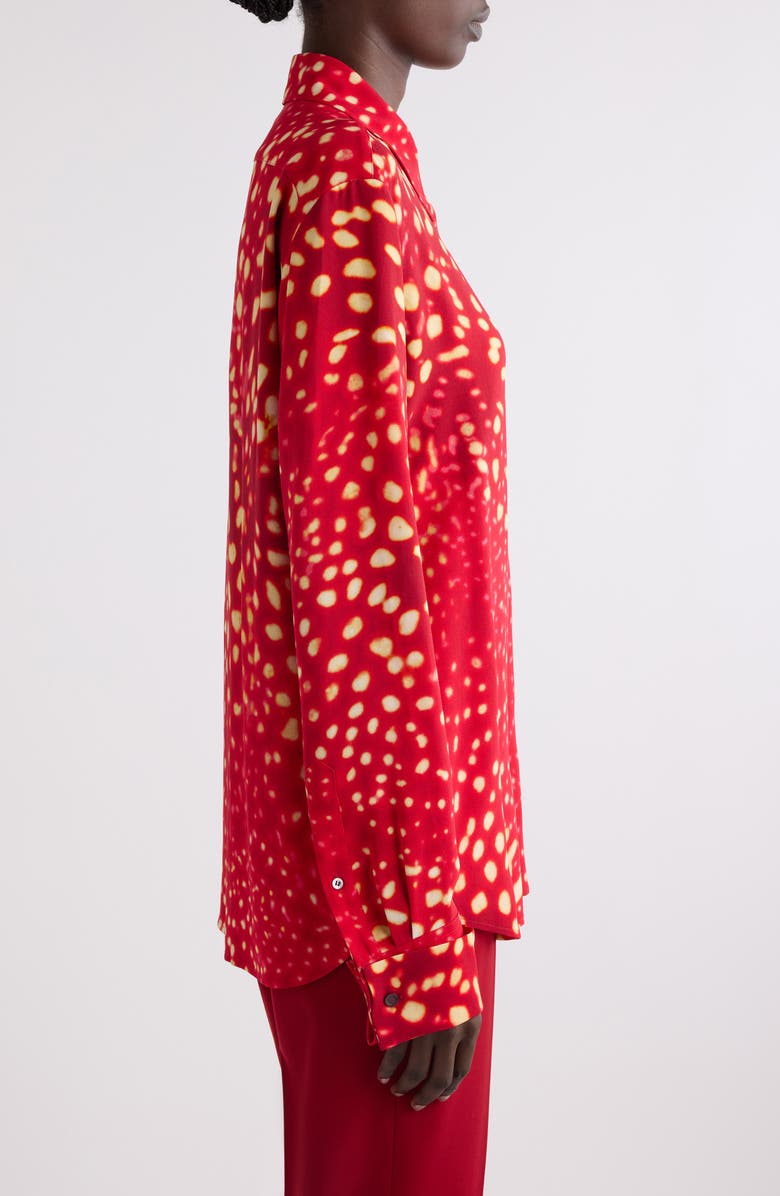 Dries Van Noten Celina Orchid Spot Snap-Up Shirt, Alternate, color, Red