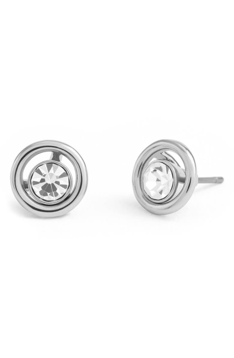 COACH Halo Crystal Stud Earrings, Alternate, color, Crystal/ Rhodium