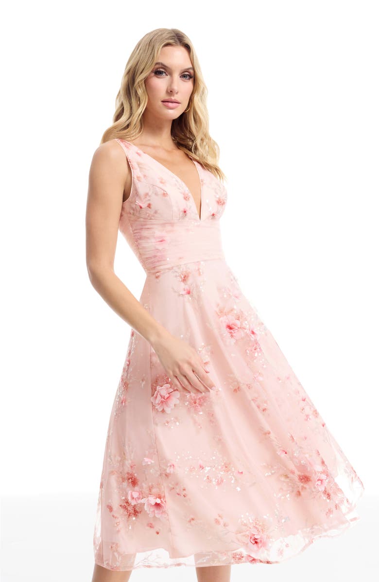 Dress the Population Posie Sleeveless Fit & Flare Cocktail Dress, Alternate, color, Blush Multi