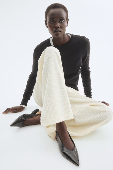 Wide-leg bouclé pants