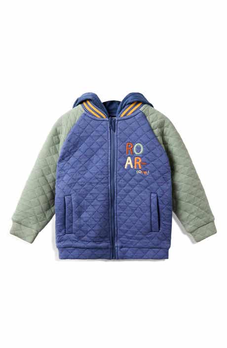 Kids' Dinosaur Appliqué Hooded Bomber Jacket