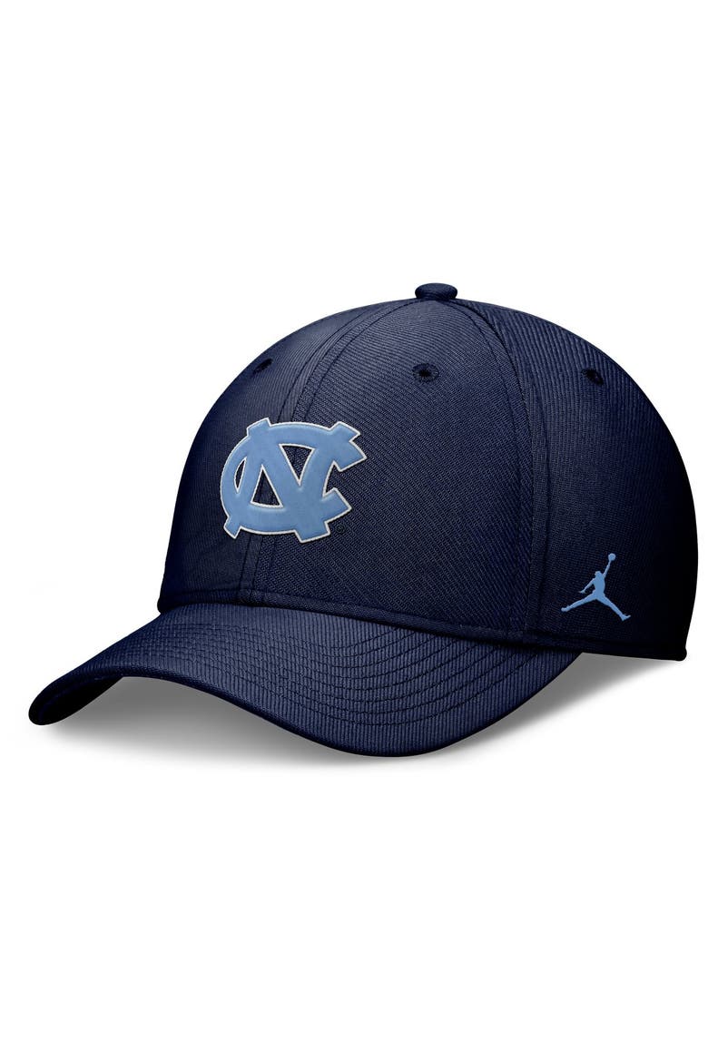 Men's Jordan Brand Navy North Carolina Tar Heels Rise SwooshFlex Dri-FIT Hat, Main, color, Navy