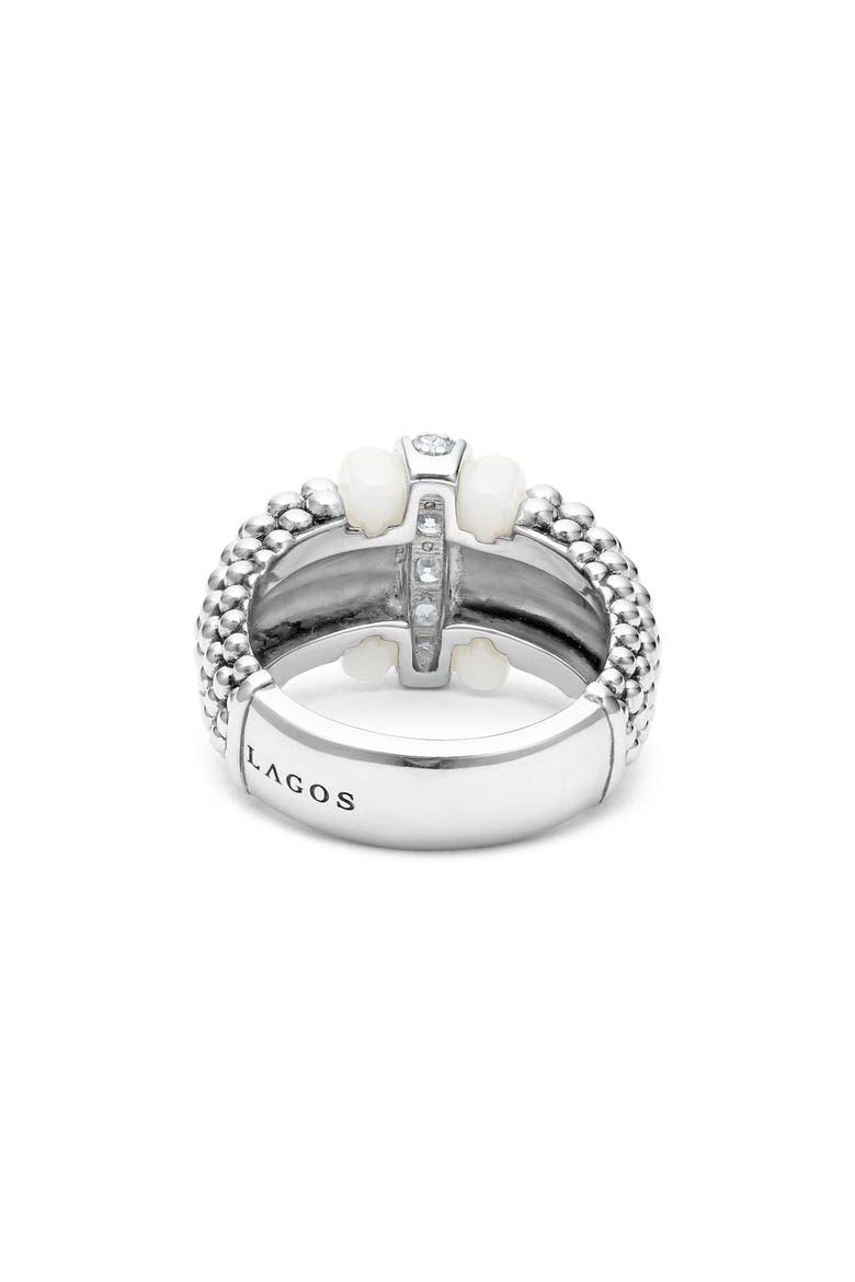 Black Caviar White Ceramic Diamond Ring, Alternate, color, WHITE