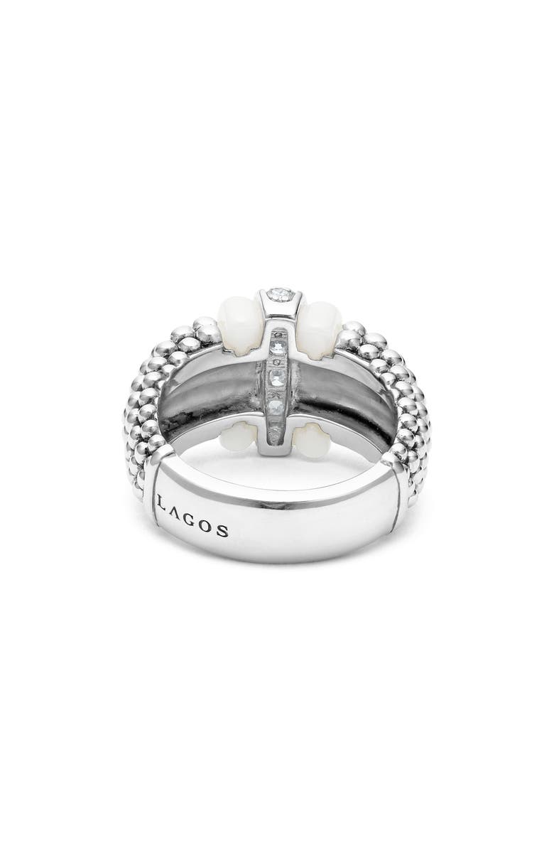 LAGOS Black Caviar White Ceramic Diamond Ring, Alternate, color, White