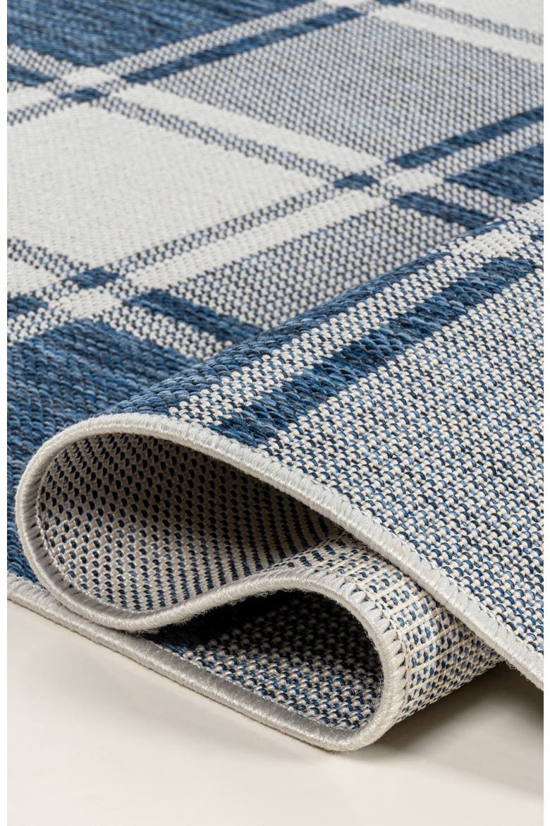 Sabine Traditional Farmhouse Bold Gingham Indoor/Outdoor Area Rug, Alternate, color, Navy/Cream