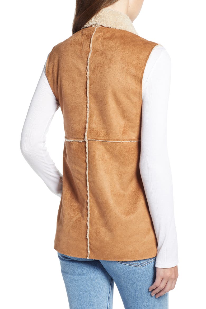 Madison Faux Shearling Vest, Alternate, color, SADDLE/ OATMEAL