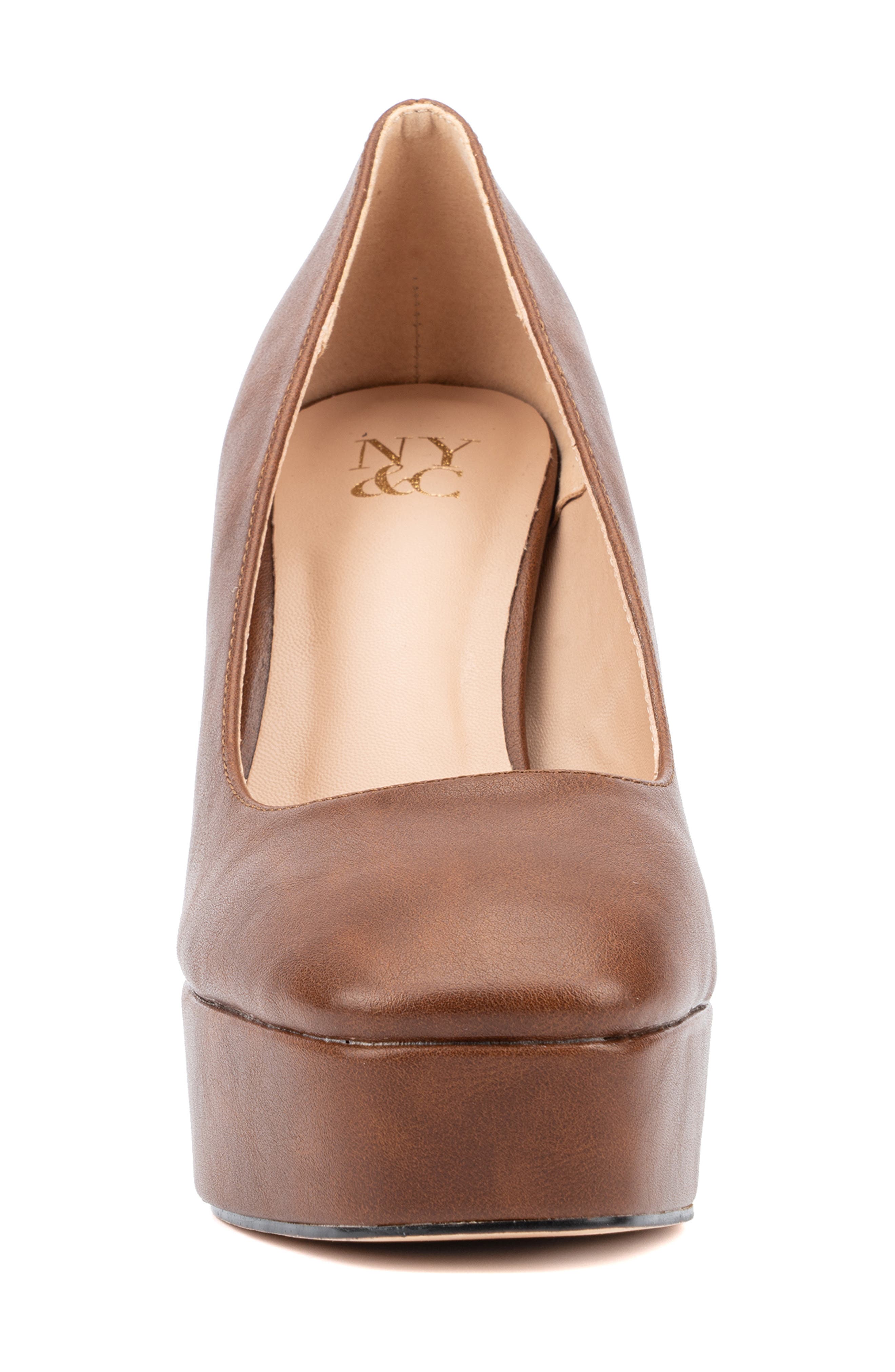 NEW YORK AND COMPANY Ryla Block Heel Platform Pump, Alternate, color, Cognac