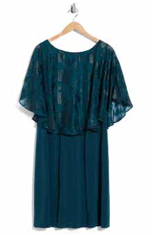 Floral Burnout Cape Sheath Dress