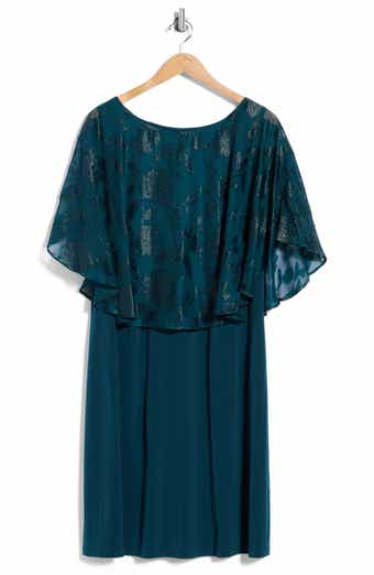 Floral Burnout Cape Sheath Dress