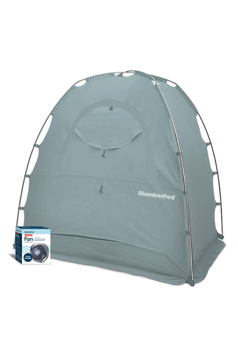 Blackout Sleep Tent & Portable Fan Set, Main, color, SLATE BLUE