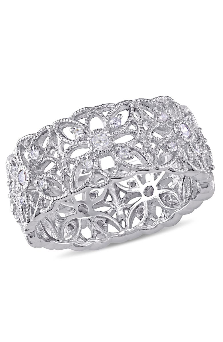 Julianna B. Diamond Vintage Filigree Ring, Main, color, Sterling Silver