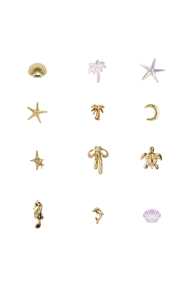 Ocean Starlight - 120+ Assorted Nail Charms, Alternate, color, Gold/White