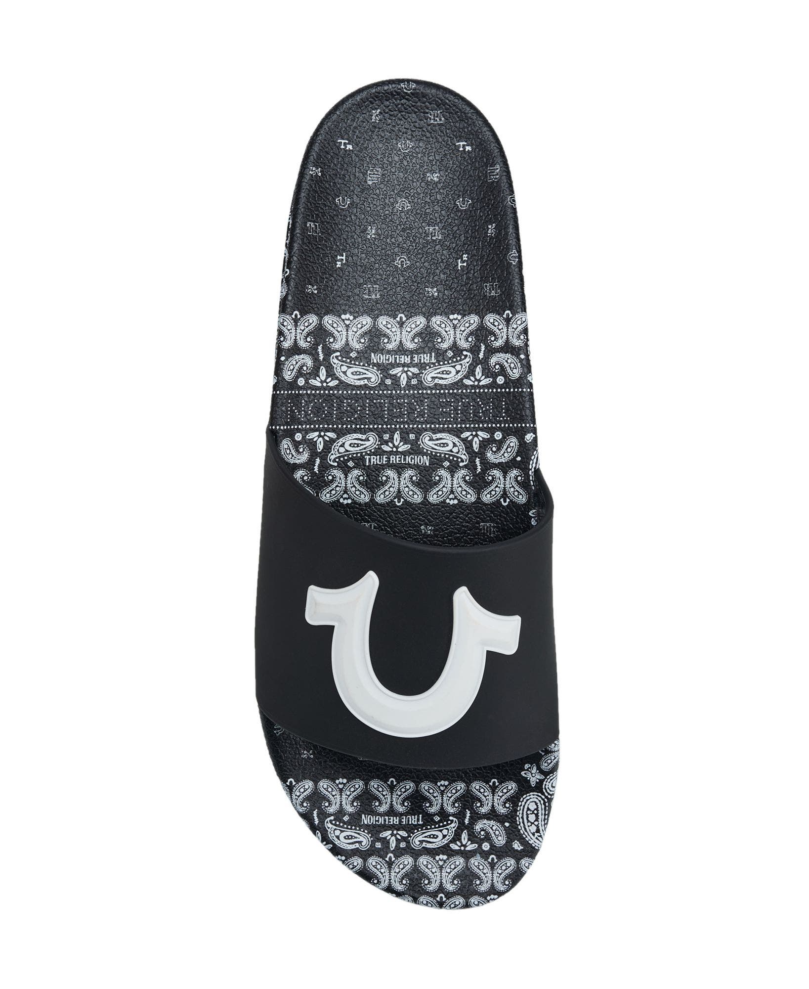 Paisley Footbed 112 Horseshoe Logo Slide, Alternate, color, Black