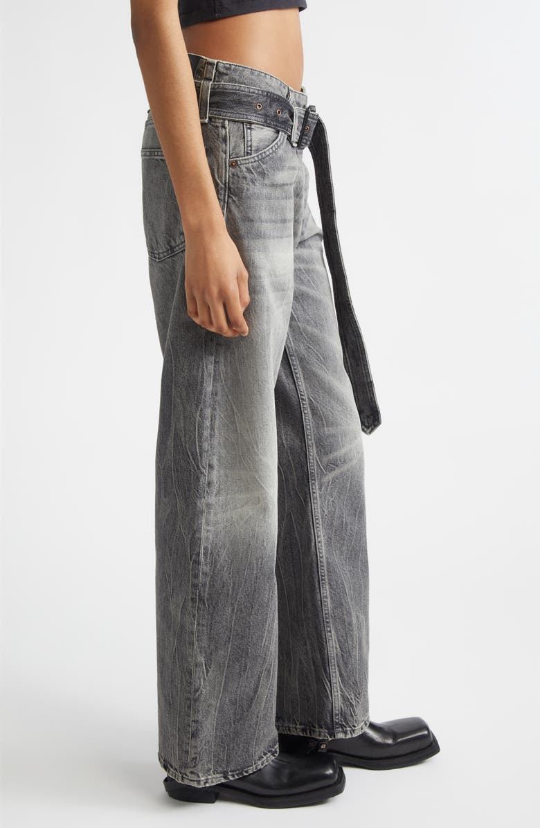 Acne Studios Page Gothik Belted Relaxed Fit Jeans, Alternate, color, Washed Black