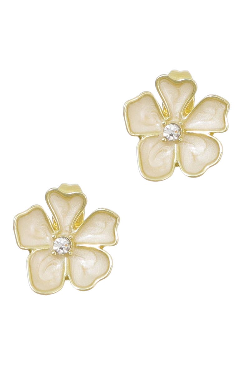 Enamel & Crystal Flower Stud Earrings, Main, color, GOLD/ WHITE