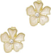 Adornia Enamel & Crystal Flower Stud Earrings