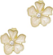 Adornia Enamel & Crystal Flower Stud Earrings