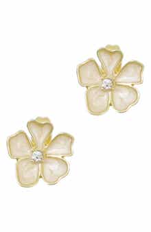 Adornia Enamel & Crystal Flower Stud Earrings