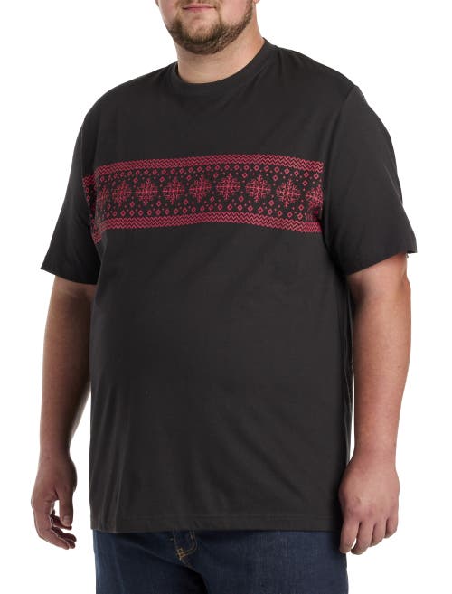 Harbor Bay By Dxl Fair Isle Moisture-wicking T-shirt In Caviar